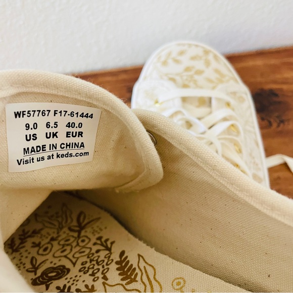 NWT Keds Rifle Paper Co. Queen Anne Gold Leaf Sneakers - Picture 8 of 8